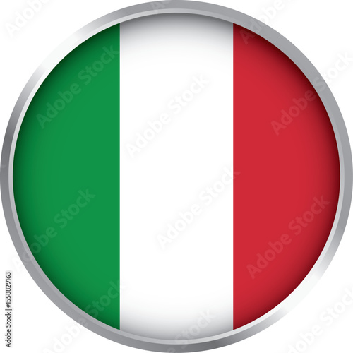 round icon of italian national flag with vertical tricolor green white red design isolated on white background

