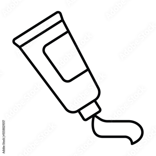 Tube of toothpaste thin line icon, pharmacy concept. Vector graphics. Toothpaste, dentistry sign on white background, style mobile or design.