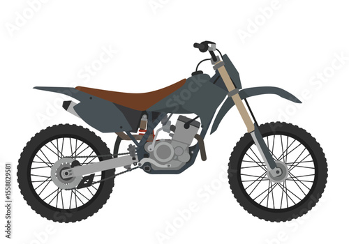 A gray and brown dirt bike is displayed against a white background