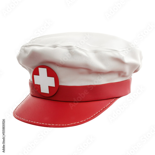 Healthcare cap white and red nurse hat image medical professional on transparent background