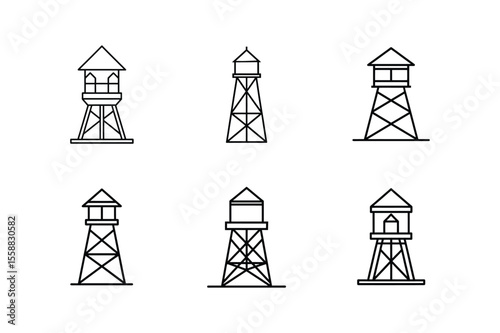 water tower plan line art vector illustration