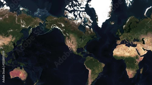 Zoom from Earth to the United States. Glow outline map animation satellite view with highlighted country borders. Cinematic documentary 3d world map animation highlights aerial views, and travel. 4k