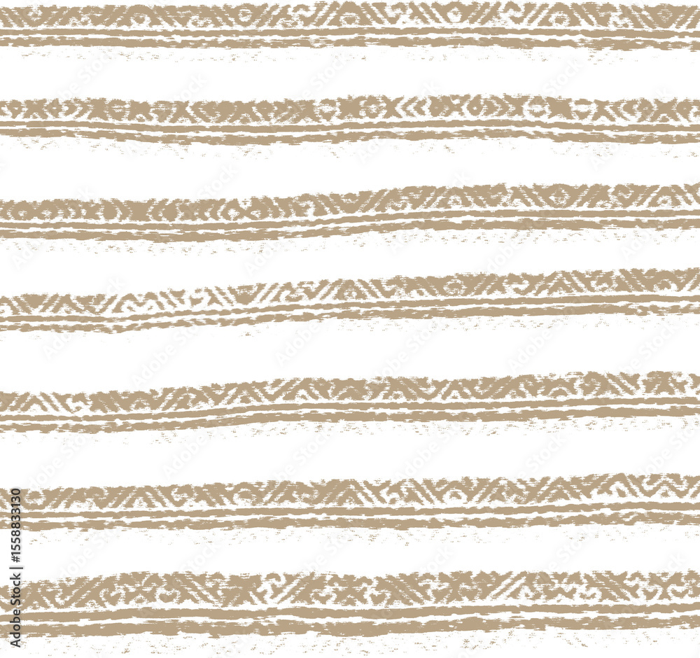 Fototapeta premium ベージュのエスニック調のボーダー柄背景