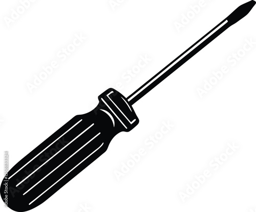 Vector art of a black screwdriver isolated on white background