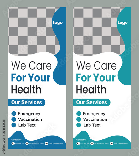  Health care medical roll up or x banner template
