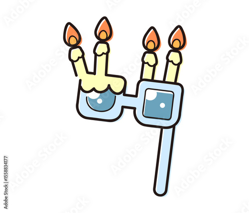 Birthday glasses with candles illustration – fun party accessory clipart