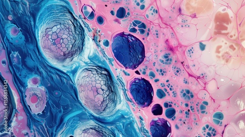 Spinal Muscular Atrophy Awareness Month. Detailed medical microscopy illustration, muscle tissue biopsy samples, histological comparison normal vs SMA affected tissue, cellular structure detail