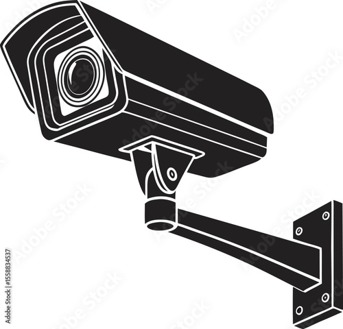 Vector art of a black security camera isolated on white background