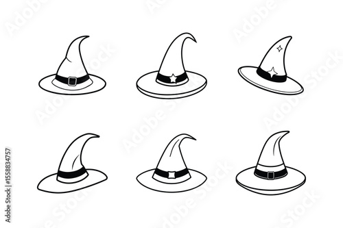 wizard hat line art vector illustration