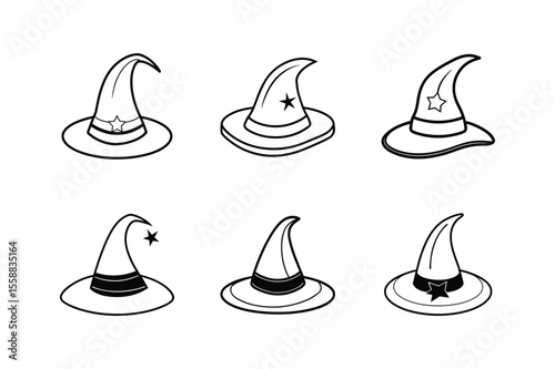 wizard hat icon line art vector illustration