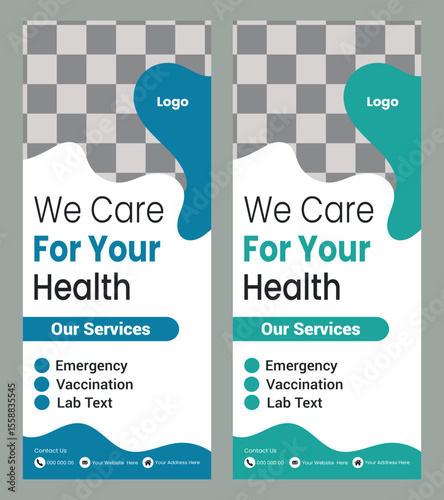  Vector medical roll up banner design template
