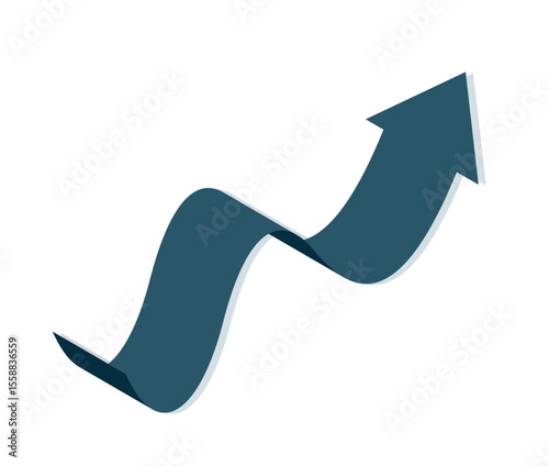Arrow raise upward graph. Rising trend