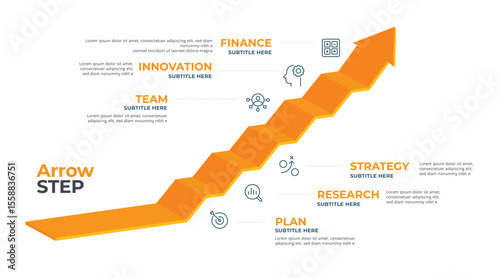 ladder Infographic 6 steps stairs to success growth template. Business process.