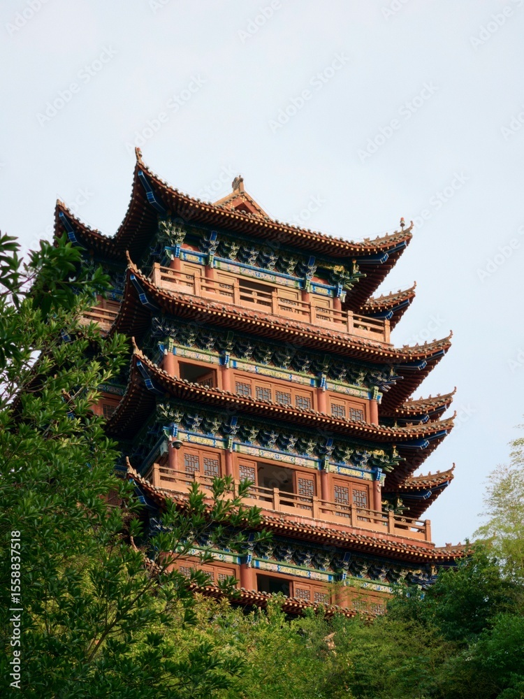 Chinese hillside village, traditional houses, Han River valley Chinese hillside village, traditional houses, Han River valley