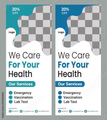  medical healthcare services promotional stand rollup banner design  
