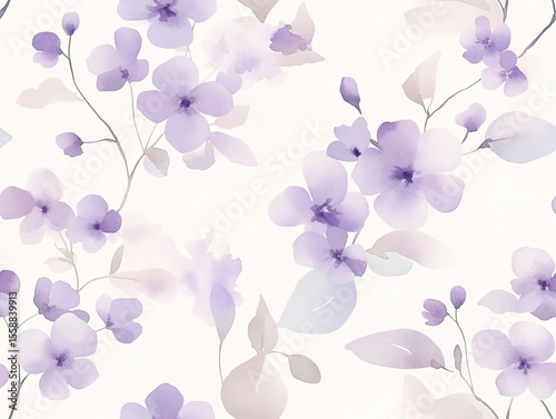 Hand-painted Pale Purple Forget-Me-Nots Pattern on Ivory Parchment