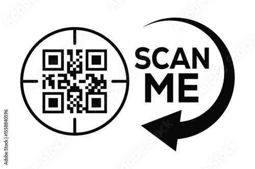 Scan QR code icon. Digital scanning qr code. QR code scan for smartphone. Scan Here text on top of the qr code