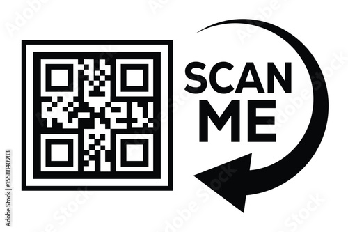 Scan QR code icon. Digital scanning qr code. QR code scan for smartphone. Scan Here text on top of the qr code