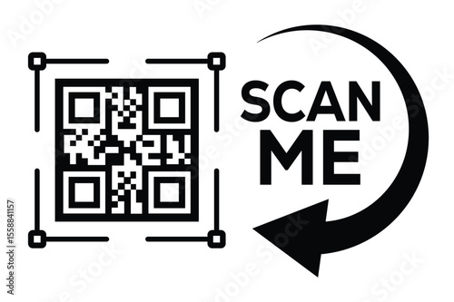 Scan QR code icon. Digital scanning qr code. QR code scan for smartphone. Scan Here text on top of the qr code
