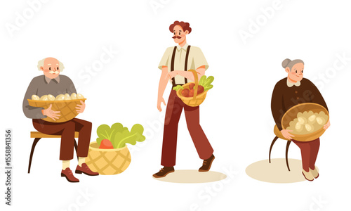 Vibrant and Colorful Market Scene Featuring Farmers Engaged with Fresh Produce Offerings