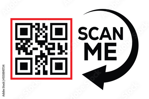 Scan QR code icon. Digital scanning qr code. QR code scan for smartphone. Scan Here text on top of the qr code