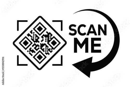 Scan QR code icon. Digital scanning qr code. QR code scan for smartphone. Scan Here text on top of the qr code