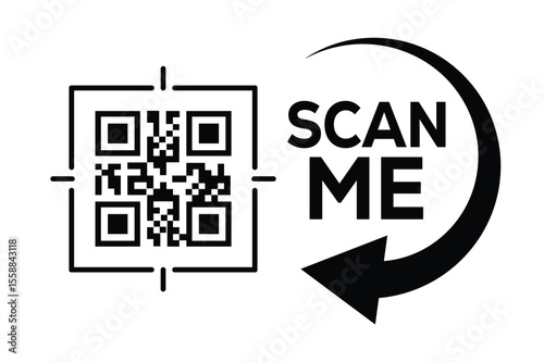 Scan QR code icon. Digital scanning qr code. QR code scan for smartphone. Scan Here text on top of the qr code