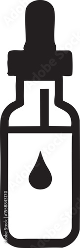 Stylized icon of a dropper bottle with a liquid drop inside