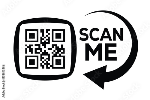 Scan QR code icon. Digital scanning qr code. QR code scan for smartphone. Scan Here text on top of the qr code