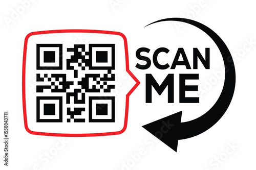 Scan QR code icon. Digital scanning qr code. QR code scan for smartphone. Scan Here text on top of the qr code