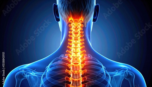 3D Illustration Of Aches In The Cervical Spine