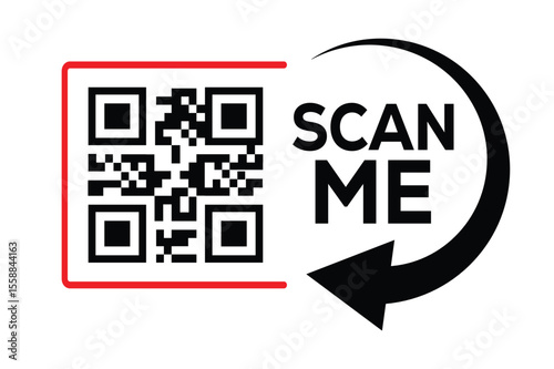 Scan QR code icon. Digital scanning qr code. QR code scan for smartphone. Scan Here text on top of the qr code
