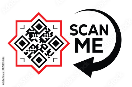 Scan QR code icon. Digital scanning qr code. QR code scan for smartphone. Scan Here text on top of the qr code