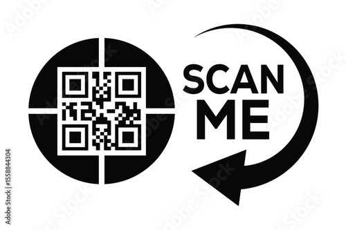 Scan QR code icon. Digital scanning qr code. QR code scan for smartphone. Scan Here text on top of the qr code