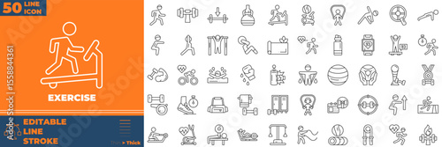 Exercise Line Editable Icons set. Vector illustration in modern thin line style of exercise icons: trophy, competition, medal, etc