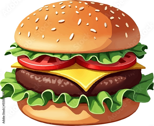 Clip Art Vector Style Burger multicolor 