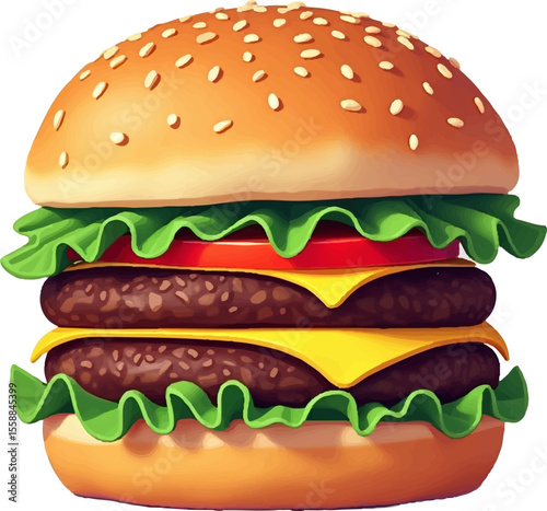 Clip Art Vector Style Burger multicolor 