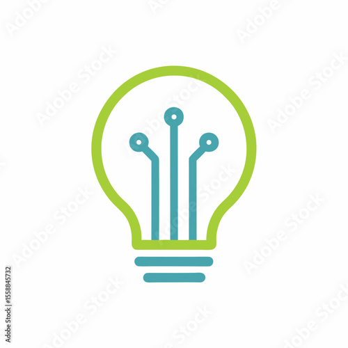 Digital Innovation Tech Light Bulb Vector Icon.