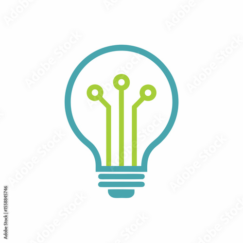 Digital Innovation Tech Light Bulb Vector Icon.