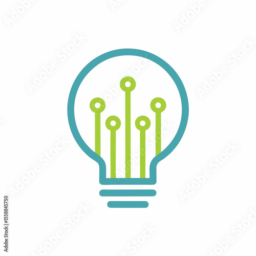 Digital Innovation Tech Light Bulb Vector Icon.