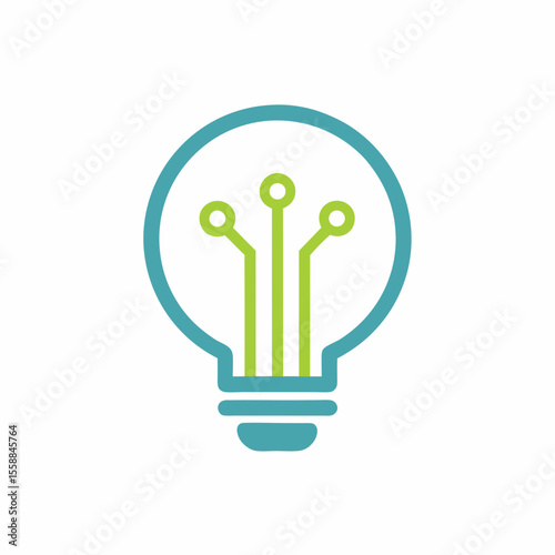 Digital Innovation Tech Light Bulb Vector Icon.