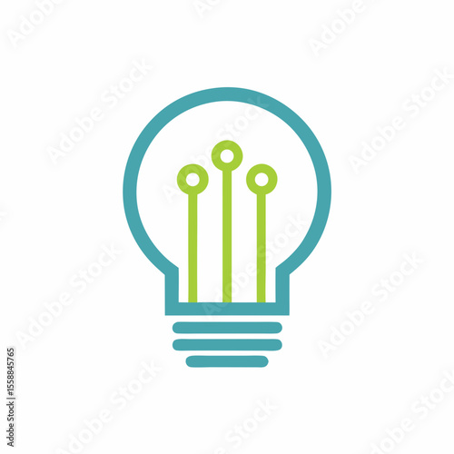 Digital Innovation Tech Light Bulb Vector Icon.