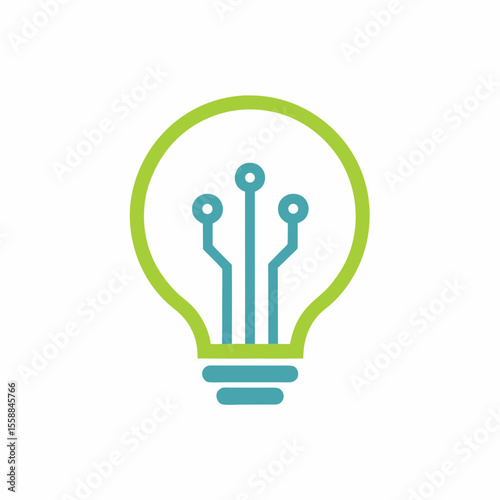 Digital Innovation Tech Light Bulb Vector Icon.