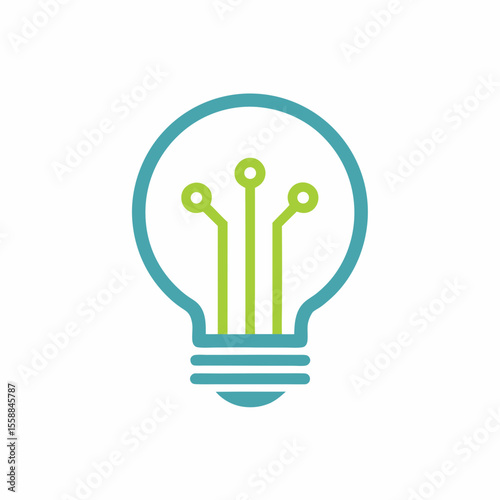 Digital Innovation Tech Light Bulb Vector Icon.