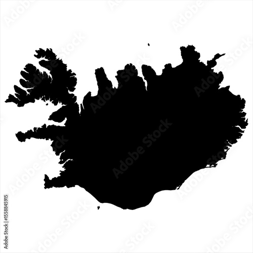 Iceland Map - black World Map International vector template with High detailed isolated on white background - Vector