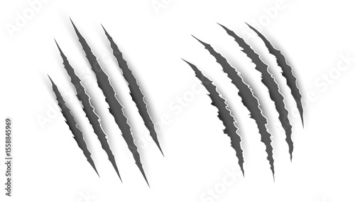 Scratch claw mark tiger bear paw icon. Animal lion slash claw vector wild monster shape design.