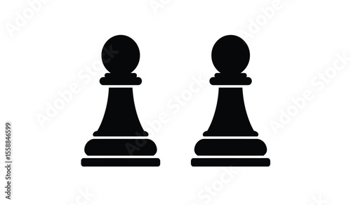 Black and White Chess Pieces Bishop and Queen Icons