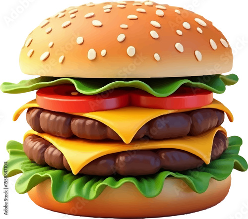Clip Art Vector Style Burger multicolor 