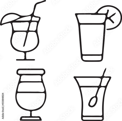 Various outlined drink icons arranged in a simple pattern