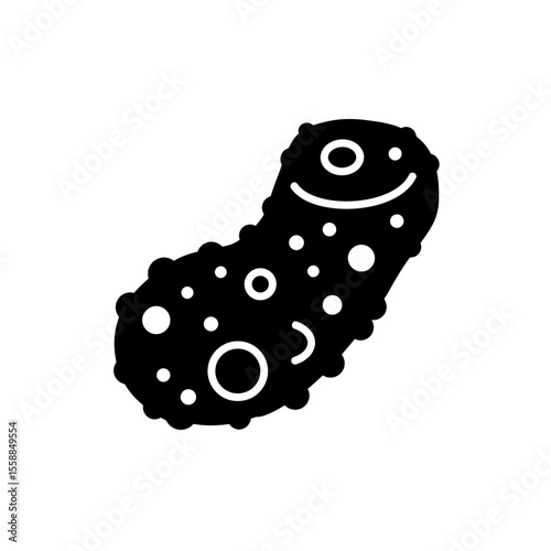 Silhouette of a bumpy pickle with a smiling face